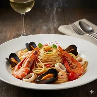 Espaguetis Con Frutos Del Mar