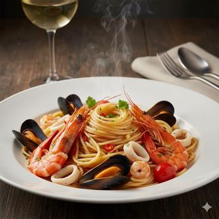 Espaguetis Con Frutos Del Mar