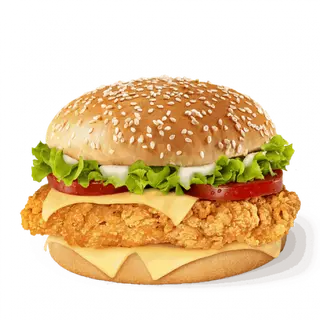 Бургер с курицей в кляре с сыром / Crispy chicken burger with cheese