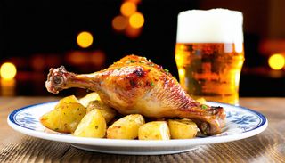 Пилешко бутче с бира и картофи