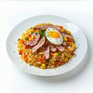 Teppanyaki de Arroz con Solomillo, Langostinos y Verduras