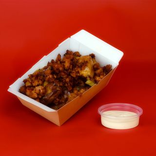Papas smash con Chorizo e maionese al lime