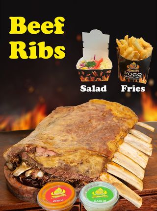 Beef Ribs- 350gm  with Fries & Salad