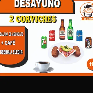 2 corviche +bebida Fanta o  coca cola
