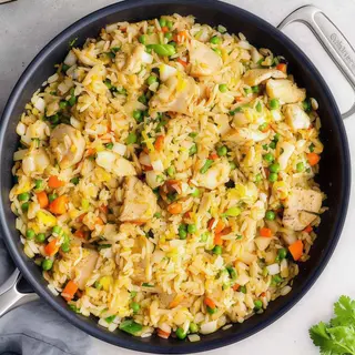 Riso basmati misto di verdure e pollo