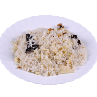 113. Пържен ориз с гъби, бамбук и яйца (500г)