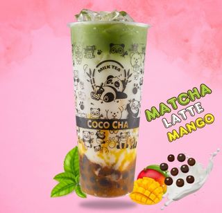 Mleko z czarnym cukrem matcha latte mango