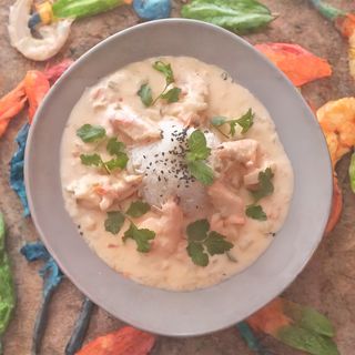 Bobó de Peixe e Camarão com Arroz Perfumado