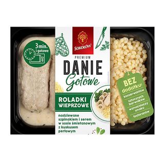 Sokołów Roladki wieprzowe nadziewane szpinakiem i serem w/s śmietanowym z kuskusem perłowym 360 g