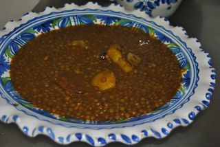 Plato Del Día . Lentejas con chorizo.