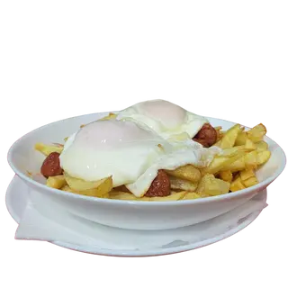 134. Huevos rotos con chistorra 