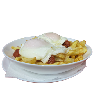 134. Huevos rotos con chistorra 