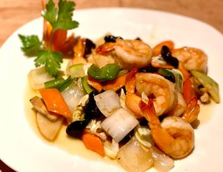 Langostino con verduras