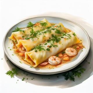 Canelones De Rape Y Gambas