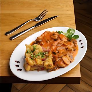 Escalop de porc cu ciuperci - garni