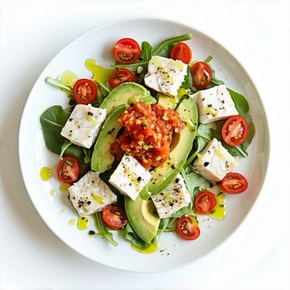 Ensalada De Bacalao Con Aguacate Y Tartar De Tomate