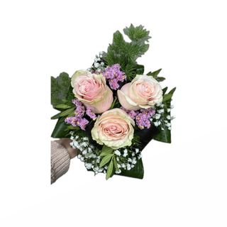 Bouquet de 3 rosas cor de rosa bebé 