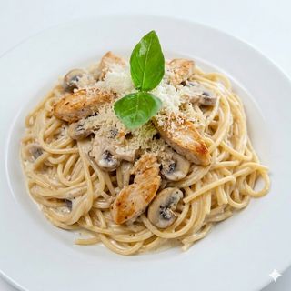 Pasta Pollo y champiñones