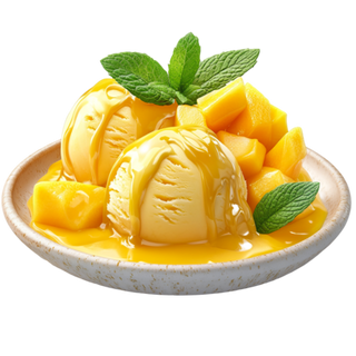 Mango cream and vanilla icrecream