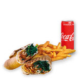 Rollo Kebab Szpinak (średnie), frytki, Coca Cola 0.33l