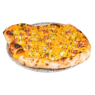 Black Angus burger pizza