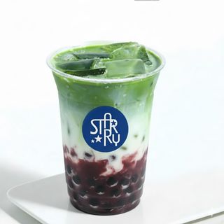 Green tea with taro tapioca