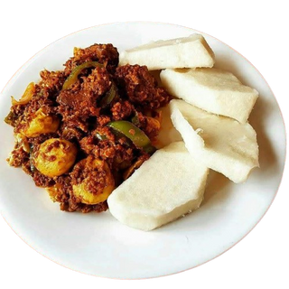White yam and ofada sauce