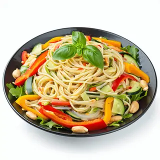 Ensalada vegetal de fideos soja con verduras