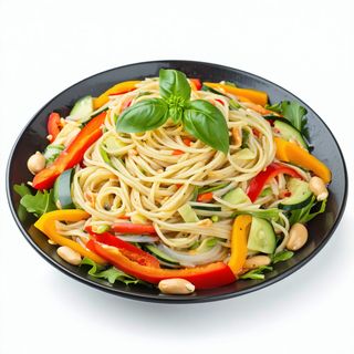 Ensalada vegetal de fideos soja con verduras