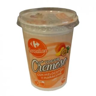 Yogur Cremoso Melocotón Maracuyá Carrefour Sensation 500 Gr.