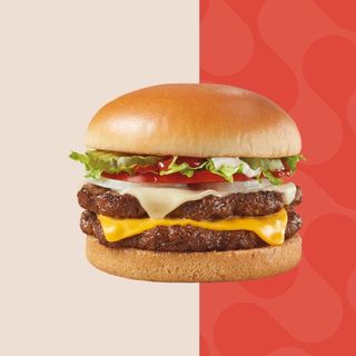 Doble Cheese burguer con patatas fritas pequeñas