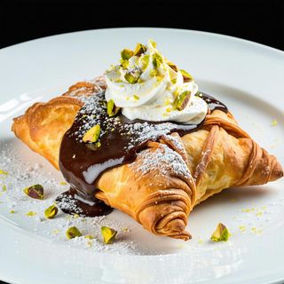 Panzerotto fritto con Nutella e crema di pistacchio