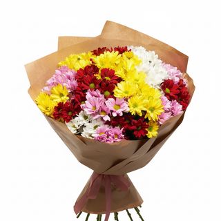 Букет"15 різнокольорових хризантем!"