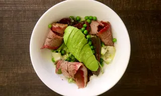 Green Salad with Pastrami/მწვანე სალათი პასტრამით/ 