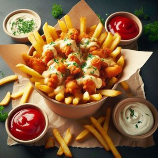 Patatas Fritas Caseras Con Pollo Crujiente