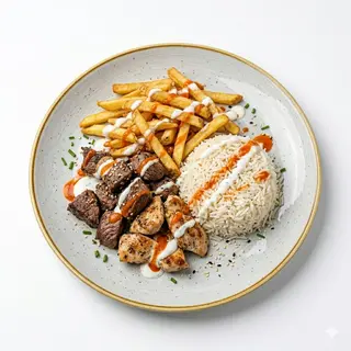 Plato Solo De Carne Con Patatas Y Arroz