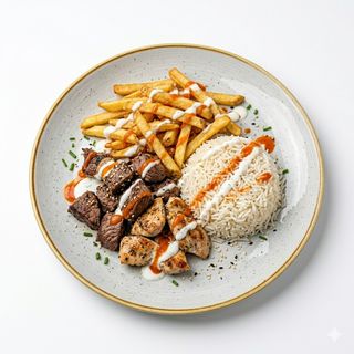Plato Solo De Carne Con Patatas Y Arroz