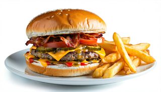 Бургер със свинско, бекон и чедър