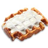 Gofre con chocolate blanco derretido