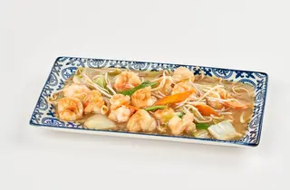 Gamberetti saltati con verdure miste
