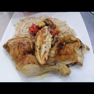 Menu arroz con pollo crujiete
