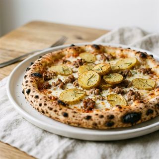 Pizza con salsiccia fresca e patate