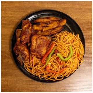 Spaghetti +  Chicken + Plantain