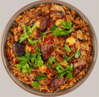 Orzo cu mușchi de vită, ciuperci și trufe