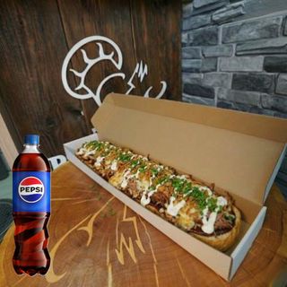 Zapiekanka z szarpaną wieprzowiną + Pepsi 500ml