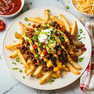 Loaded Fries With Bbq Fried Beef