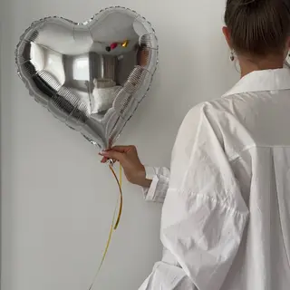 Серце фольговане срібне, 42 см