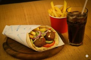 Menu Pita Falafel Ceci + Sacchetto patatine + Bibita