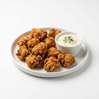Пилешки хапки с чеснов сос 250г
