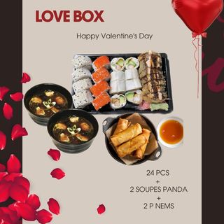 Love Box (24 pcs + 2 soupes Panda + 2 pcs de nems)